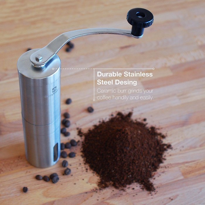 Manual Coffee Grinder-Deluxe Stainless Steel-Ceramic Burr Coffee Mill With Adjustable Grind Size By EazyCoffee N9