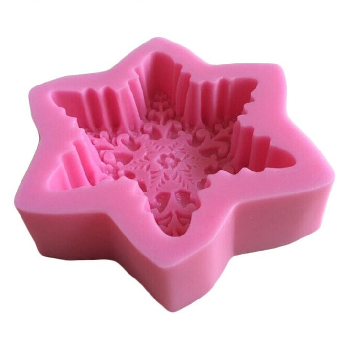 LYNCH Snow Flake Shape Chocolate 3D Silicone Mold Sugar Craft Cake Tools,Pink N2
