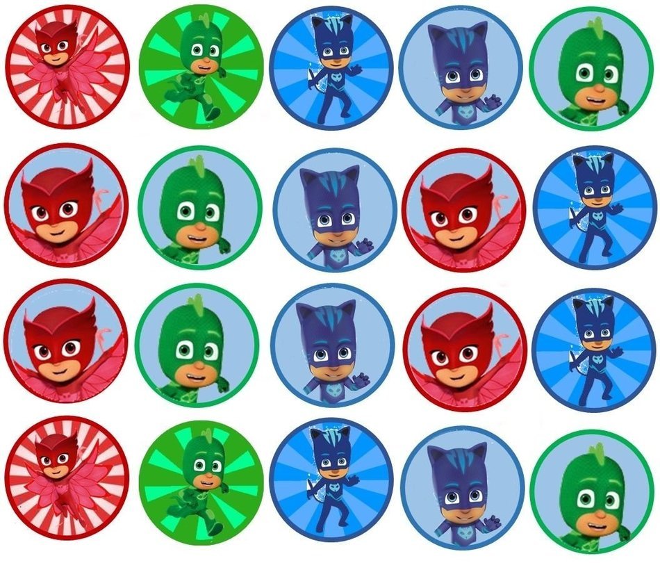 20 PJ Mask Edible Image 1.5 inch Cookie or Cupcake Topppers (Prem Frosting)