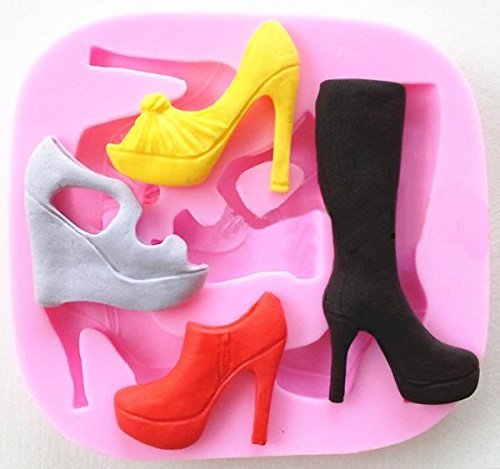 Shoe Assortment 4 Cavity Silicone Mold, Candy, Fondant, Cake Decorating 10 Cavities