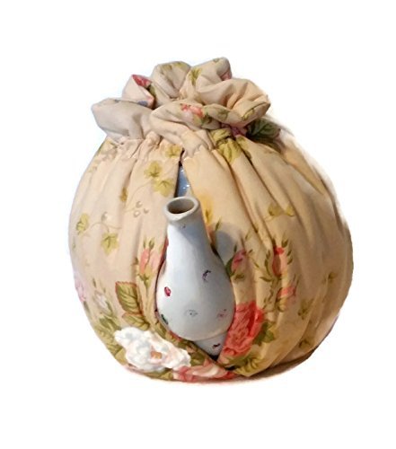 Teapot Cozy with Pink and White Roses on Tan for a 5-8 cup teapot #305
