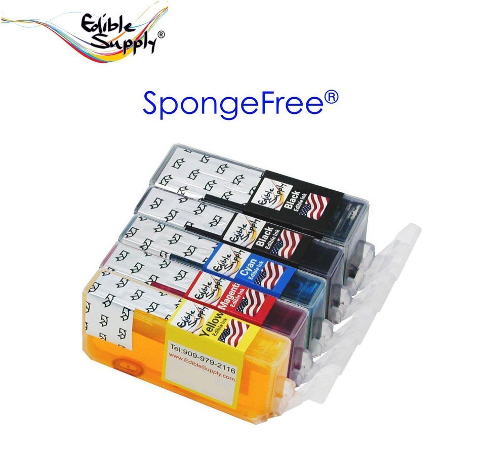 Edible Supply Sponge Free Edible Ink Cartridges Combo Set for Canon PIXMA iP3600 iP4600 iP4700 MP560 MP620 MP640...