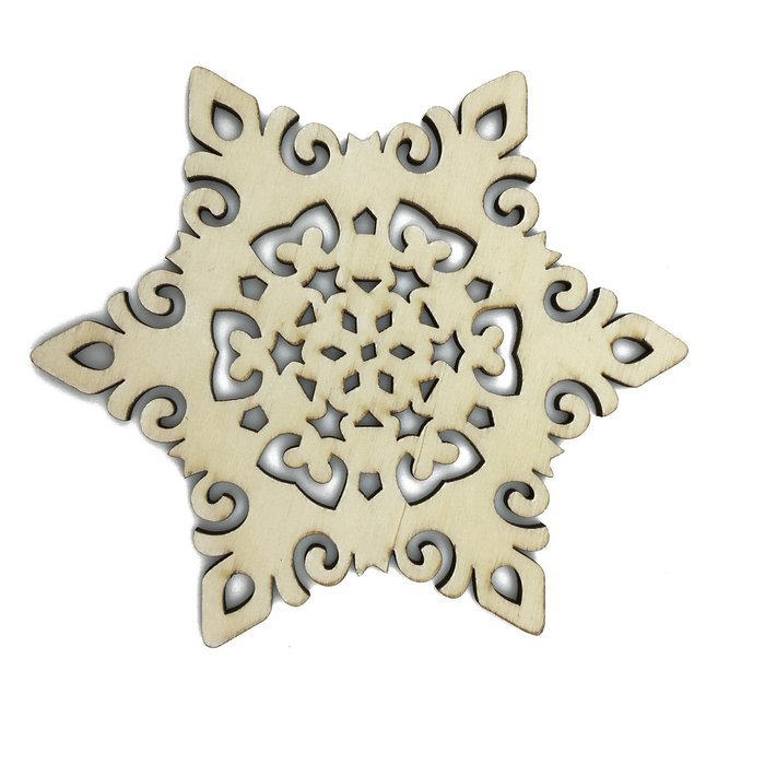 Mziart Set of 6 Snowflake Wood Coasters for Drinks and Coffee, Christmas Cup Mat, Gift Worthy N4