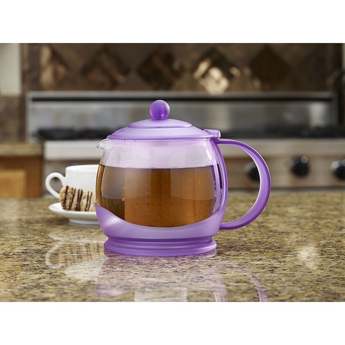 BonJour Tea "Prosperity" Borosilicate Glass Teapot with Plastic Frame, 42-Ounce, Black N7