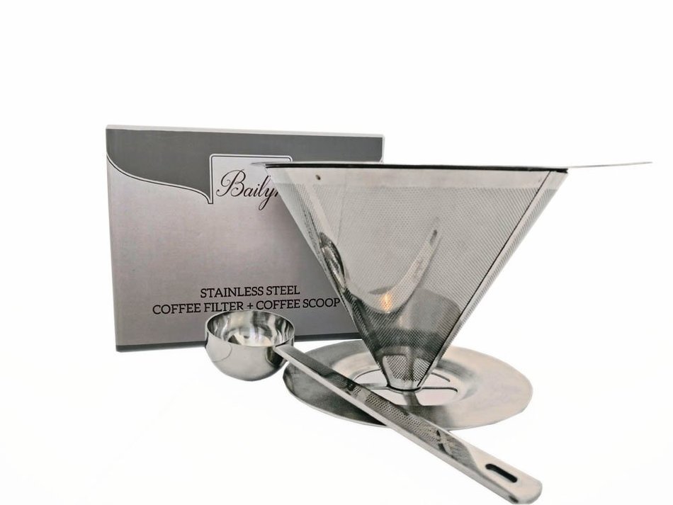 Bailyn 304 Stainless Steel Pour Over Coffee filter with coffee scoop, 18/8 double mesh permanent reusable coffee... N5