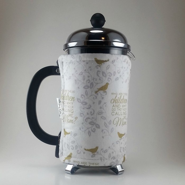 Mom Themed, French Press Cozy Cover, 8 cup Cafetiere Cosy N2