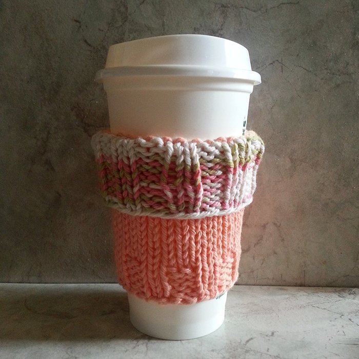 2 in 1 Coffee Cup Cozy Peach Ombre Cuff with Peach Body N3