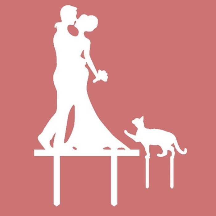 White Cake Topper of Engagenent and Bridal with a Lovly Pet N2