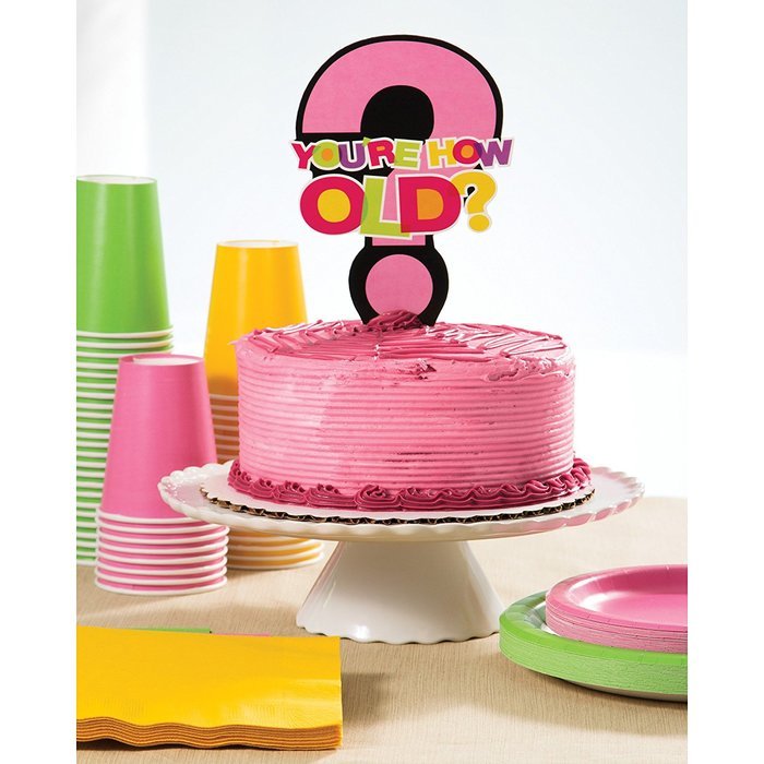 Creative Converting "You're How Old?" Cake Topper, Pink/Multicolor N5