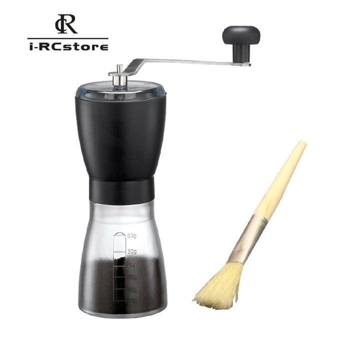 RC Professional Manual Ceramic Burr Coffee Grinder, Hand-crank Coffee Mill, Includes Brush, Black N30