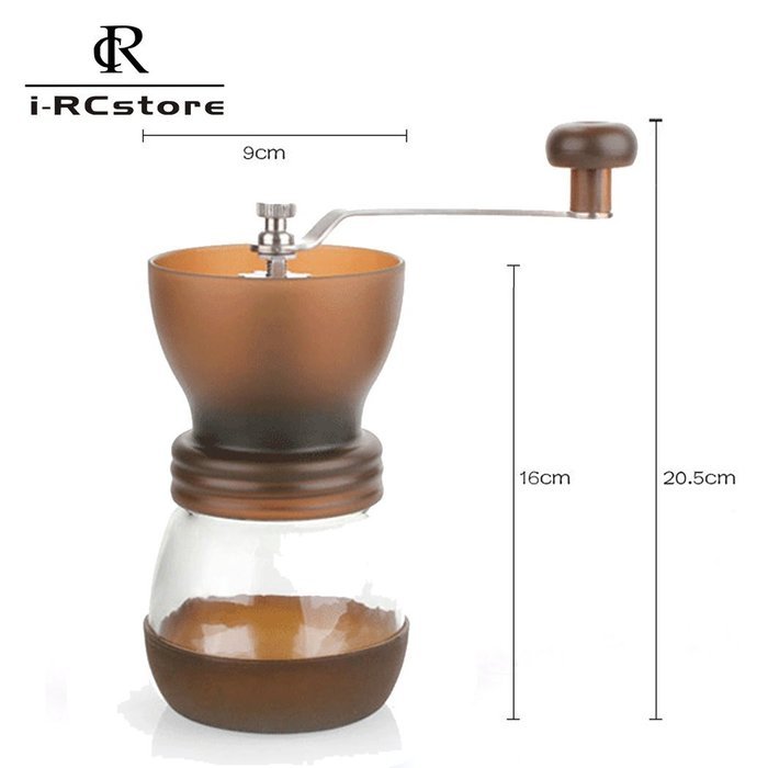RC Professional Manual Ceramic Burr Coffee Grinder, Hand-crank Coffee Mill, Includes Brush, Black N36