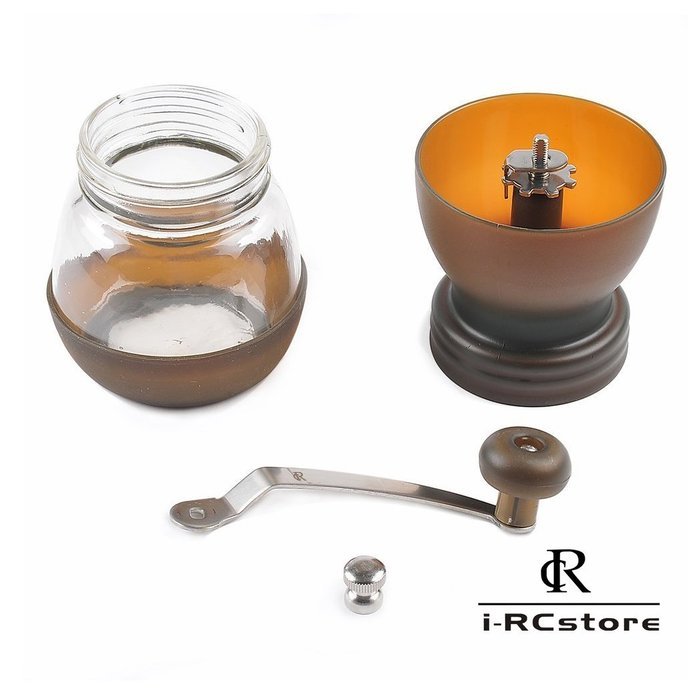 RC Professional Manual Ceramic Burr Coffee Grinder, Hand-crank Coffee Mill, Includes Brush, Black N37