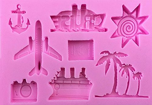 Vacation Things 8 Cavity Silicone Mold, Candy, Fondant, Cake Decorating 10 Cavities N2