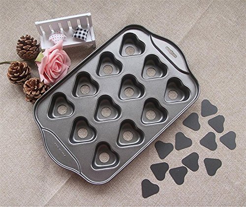 12 Mini Cheesecake Pan, Hineway 12 Cups Heart-shaped Muffin Cake Mold Baking Tools N2