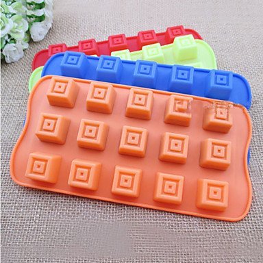 Sher Silicone Square-shaped 15-Cup Mold Cake Decorating Ice Tray Cake Moulds Chocolate Mould(Random Color) N4