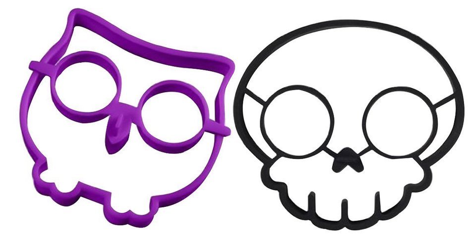 Cy3Lf Clearance Sale - Cy3Lf Silicone Egg Mold Ring, Purple Owl Shaped Egg Ring & Black Skull Shaped Egg Ring(... N4