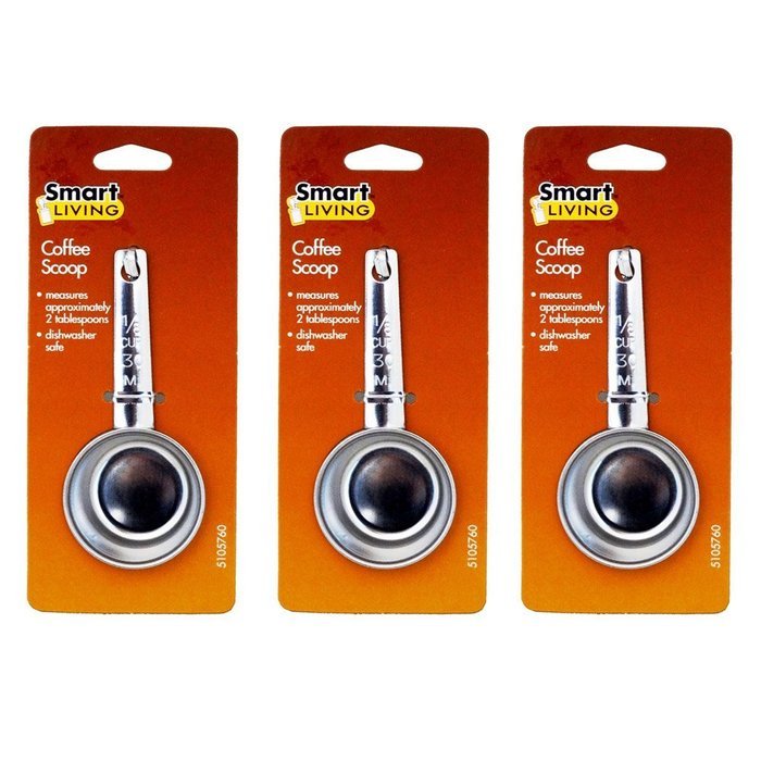 Set of 3 - Smart Living Stainless Steel metal kitchen tea Coffee Scoop 2 Tablespoons / 1/8 cup