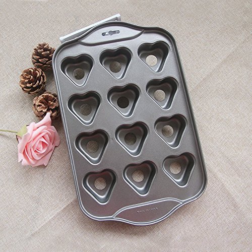 12 Mini Cheesecake Pan, Hineway 12 Cups Heart-shaped Muffin Cake Mold Baking Tools N3