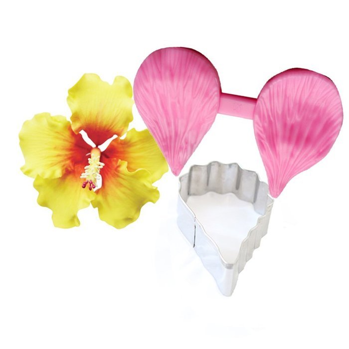 MDC Gumpaste Hibiscus Petal Cutter & Veiner Set Fondant Cake Mould
