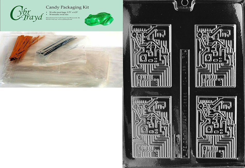 Cybrtrayd J033 Computer Chip Chocolate Candy Mold with Exclusive Cybrtrayd Copyrighted Chocolate Molding Instructions N4