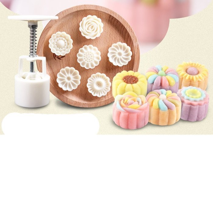 Moon Cake Mold - 6 Stamps - Mid Autumn Festival DIY Decoration Press - 50g N5