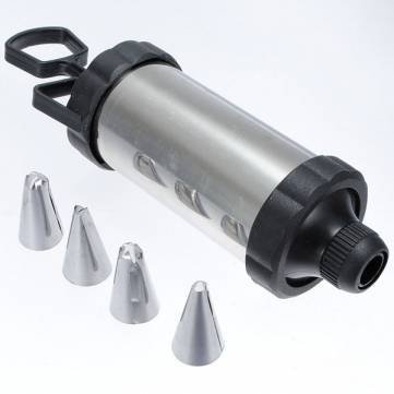 UR Bakeware Metal Cake Decorating Pastry Icing Piping Gun 4 Nozzle Tip Set N8
