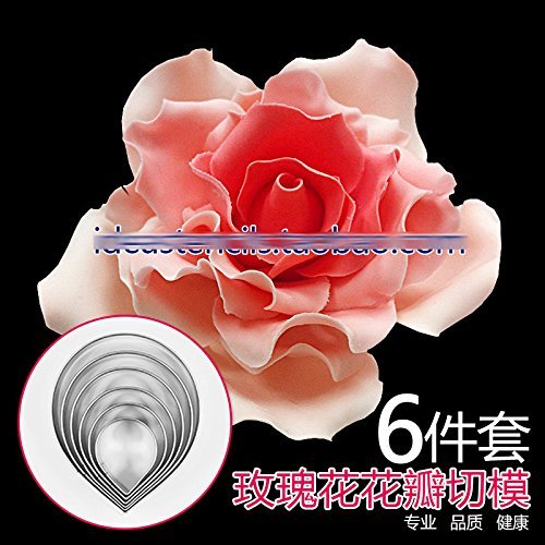 Anyana 6pcs set Rose & Peony Stainless Steel Cookie Cutter Cake Mould Tool Kitchen Tool Sugar Paste Baking Mould... N3
