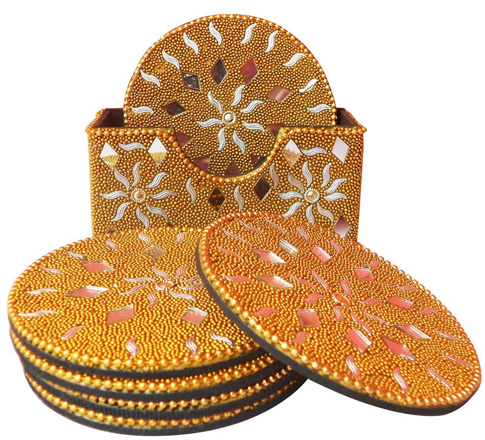 Indian Elegant & Decorative Traditional Tea Coaster Made with Lac , Decorative & Elegant Home & Office Purpose N2