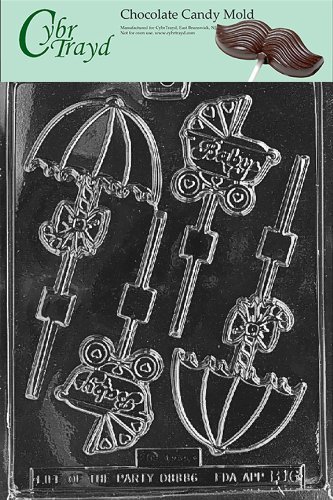 Cybrtrayd B016 Carriage and Umbrella Lolly Chocolate Candy Mold with Exclusive Cybrtrayd Copyrighted Chocolate...