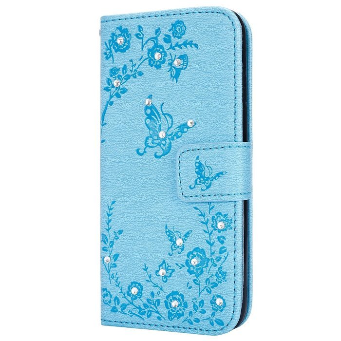 iPhone 7 Case,iPhone 7 Wallet Case,Phezen Serect Garden Series Butterfly Flower Bling Diamod Inlaid PU Leather... N21