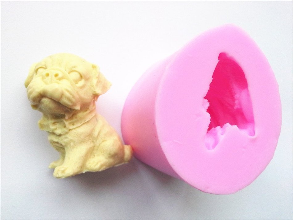Wocuz W0107 Perky Pug Shape Silicone Candy Fondant Chocolate Accessory Mold and Cake Pop Decorating Mould N2