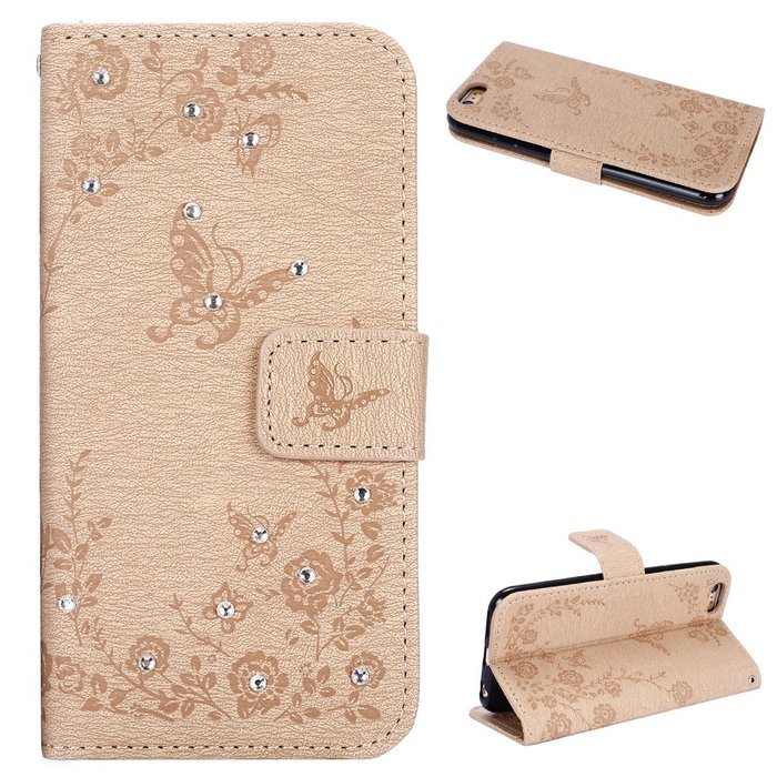 iPhone 7 Case,iPhone 7 Wallet Case,Phezen Serect Garden Series Butterfly Flower Bling Diamod Inlaid PU Leather... N28