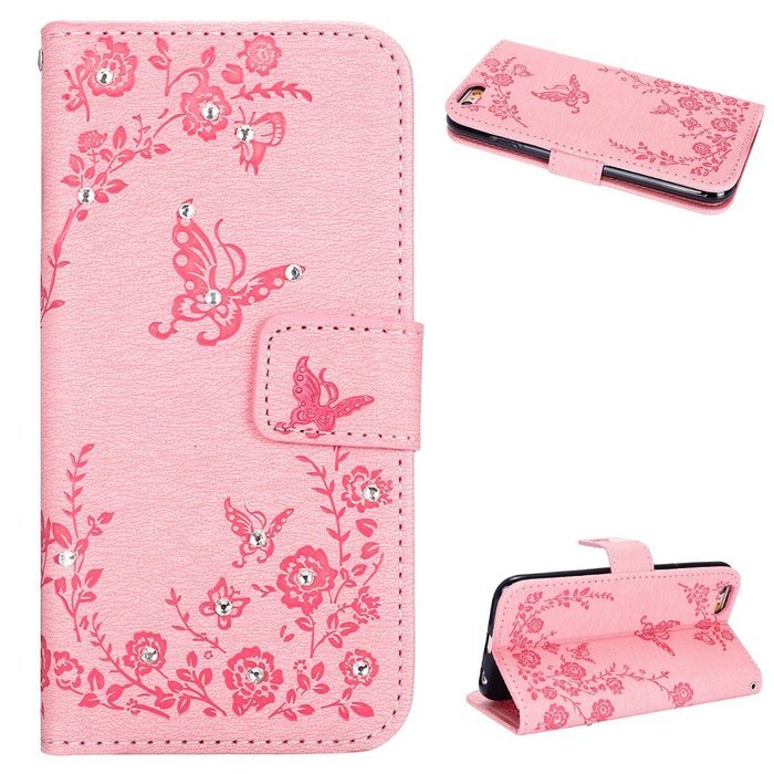 iPhone 7 Case,iPhone 7 Wallet Case,Phezen Serect Garden Series Butterfly Flower Bling Diamod Inlaid PU Leather... N34