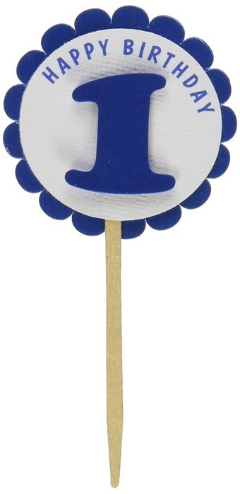 All About Details Shimmer Blue 1st Birthday Cupcake Toppers, Set of 12