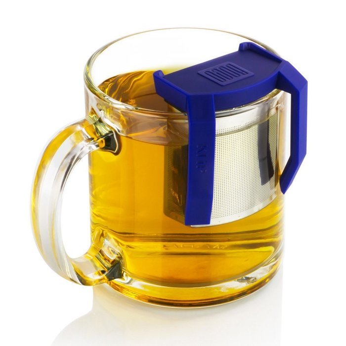 Boco Clip On Tea Infuser Brewer For Office w/ Drip Catcher. Sip While Brewing Too! (KLiP - Sky Blue) N15