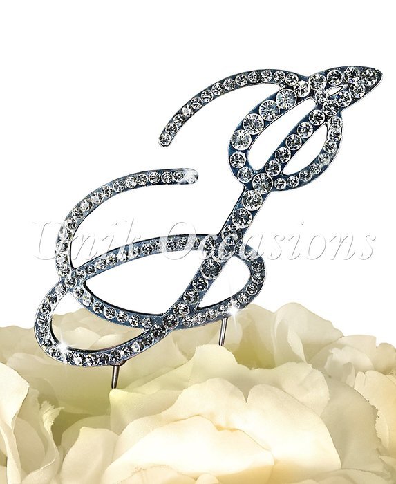 Victorian Collection Monogram Rhinestone Cake Topper - Large - Silver (4.75" Tall) (Letter M) N8