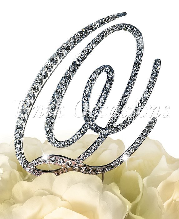 Victorian Collection Monogram Rhinestone Cake Topper - Large - Silver (4.75" Tall) (Letter M) N14