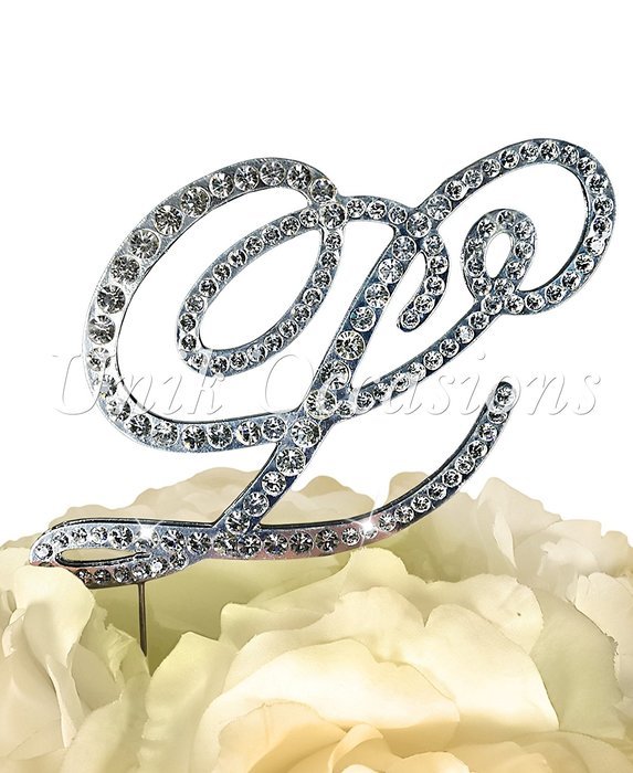 Victorian Collection Monogram Rhinestone Cake Topper - Large - Silver (4.75" Tall) (Letter M) N15