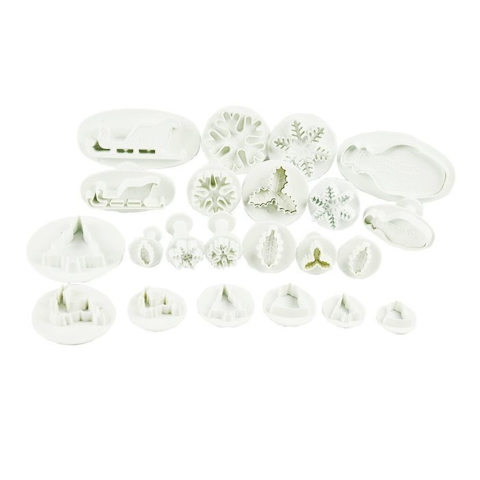 TANGCHU Cake Fondant Christmas Plunger Cutters Set (9 Sets,22pcs) Christmas Snowflake Snowman Bell Reindeer Tree...