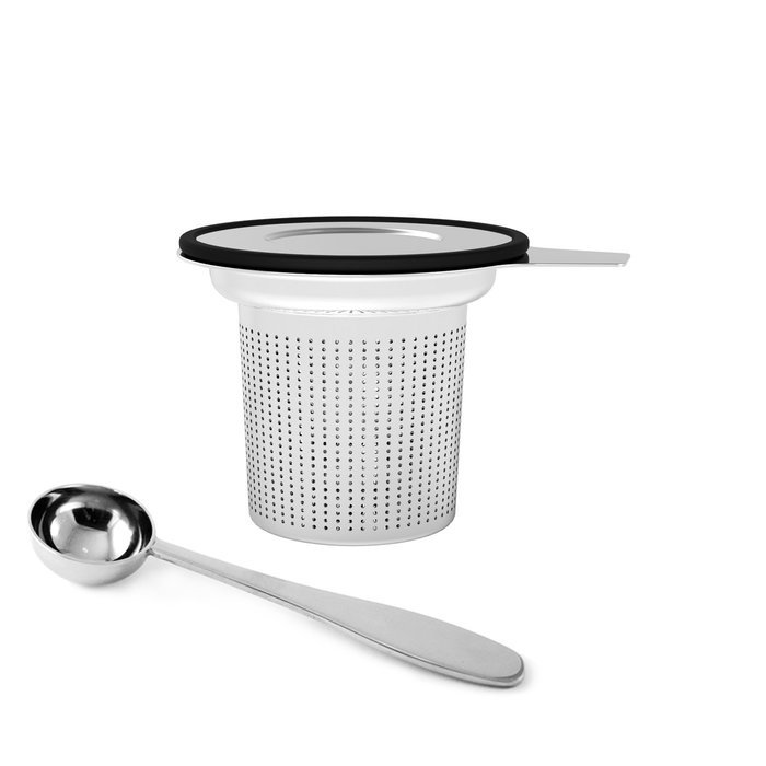 Mind Reader 'Fuse' Stainless Steel Loose Leaf Tea Infuser with Lid,spoon, Silver/ Black N2
