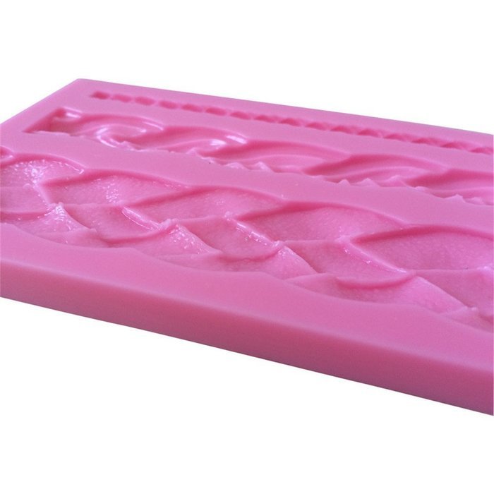 FLY 3 Kinds Belt Pattern 3D Silicone Fondant Cake Mold For Cake Decorating Baking Mould,Pink N3