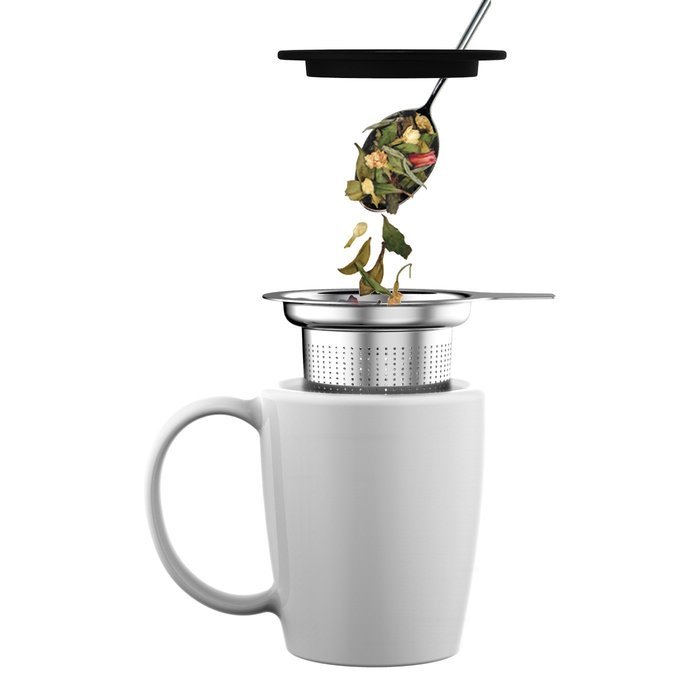 Mind Reader 'Fuse' Stainless Steel Loose Leaf Tea Infuser with Lid,spoon, Silver/ Black N4