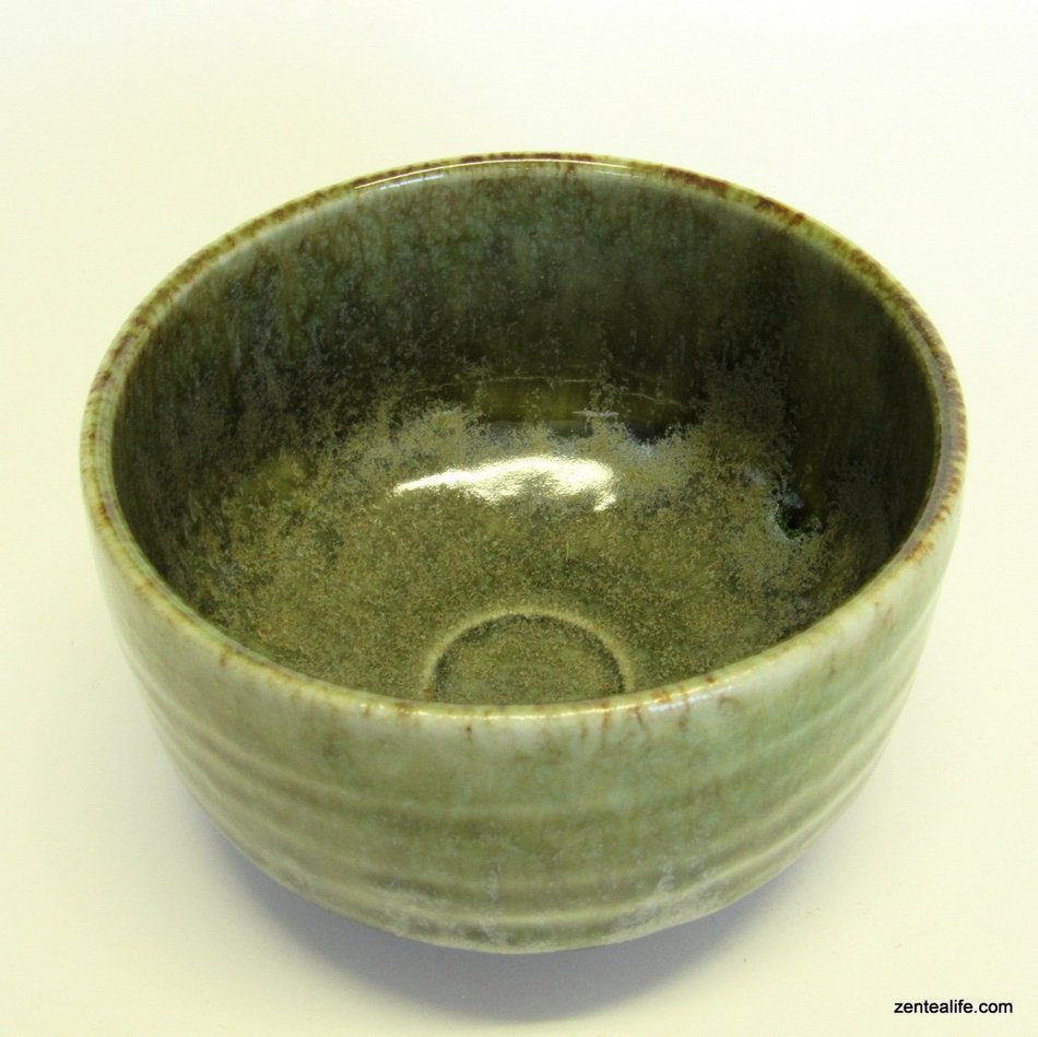 Japanese Matcha Bowl Chawan Mino yaki Spanish Moss 14 oz