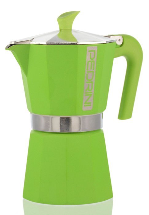 Pedrini Italy Colours Collection Stovetop Moka Espresso Maker 1, 2, 3, and 6 Cup Green, Pink, and Blue with Italian... N17