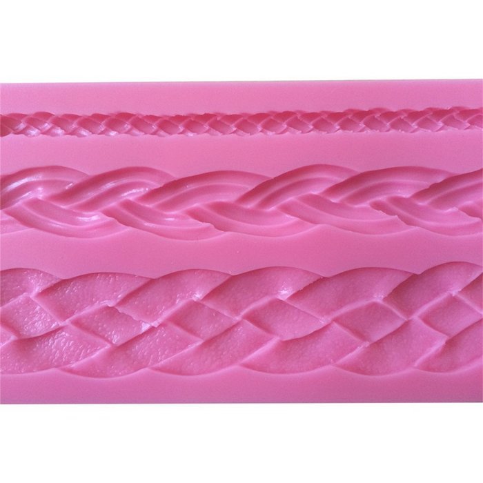 FLY 3 Kinds Belt Pattern 3D Silicone Fondant Cake Mold For Cake Decorating Baking Mould,Pink N6