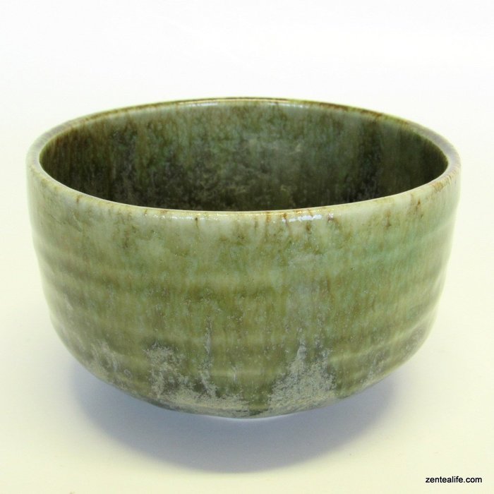 Japanese Matcha Bowl Chawan Mino yaki Spanish Moss 14 oz N2