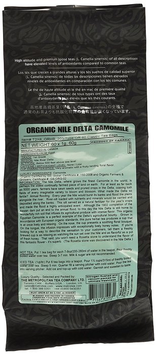 Metropolitan Tea 60 Count Classic Teabags, Nile Delta Camomile