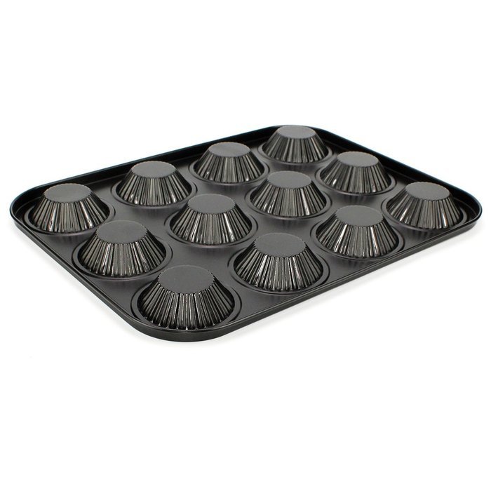 Ezeso 12-Cavity Nonstick Carbon Steel Egg Tart Mold Pan N3