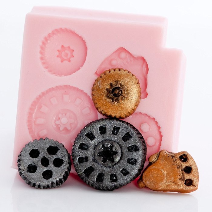Small Steampunk Gear Mold Easy To Use Flexible Silicone Food Safe Fondant, Chocolate, Candy, Resin, Polymer Clay... N11