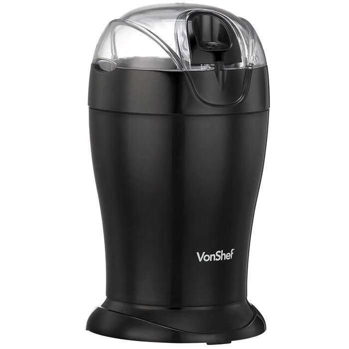VonShef Whole Coffee Bean, Nut & Spice Grinder - Powerful 150W Motor with Stainless Steel Twin Blades N8
